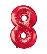 33" Anagram Brand SuperShape 8 Red Balloon Packaged