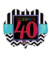 25" SuperShape Birthday Celebration 40 Balloon Packaged