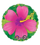 28" Jumbo Pink Tropical Hibiscus Balloon Packaged