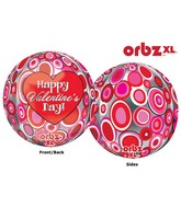 16" Orbz Happy Valentines Day Circles Balloon Packaged