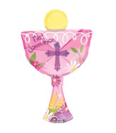 31" SuperShape 1st Communion Pink Chalice Balloon