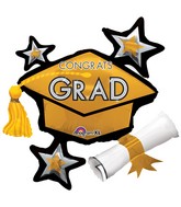 31" SuperShape Congrats Grad Gold Cluster Balloon