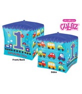 15" Cubez All Aboard 1st Bday Boy Balloon Packaged
