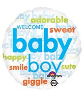 18" Baby Boy Word Cloud Balloon Packaged