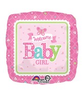28" Jumbo Welcome Baby Girl Butterfly Balloon Packaged