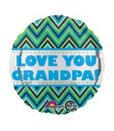 18" Love You Grandpa Chevron Balloon Packaged