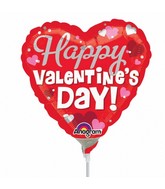 9" Airfill Only Happy Silver Valentine's Day Balloon