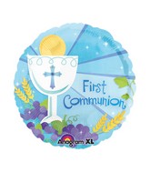 18" 1st Communion Blue Mylar Balloon