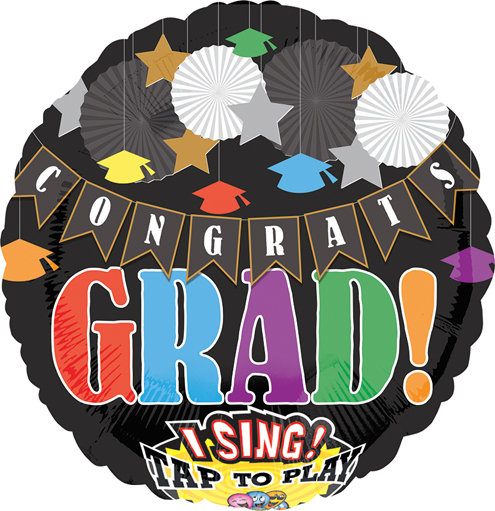 28" Singing Balloon Celebrate & Congrats Grad Packaged(DOES NOT SING)
