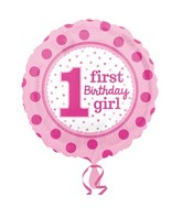 18" 1st Birthday Girl Balloon