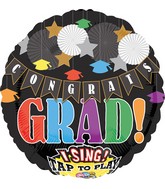28" Singing Balloon Celebrate & Congrats Grad Packaged(DOES NOT SING)