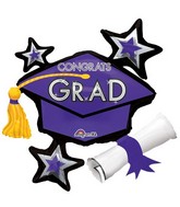 31" Jumbo Congrats Grad Purple Cluster Balloon