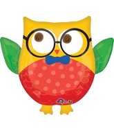 30" Jumbo Hip Hip Hooray Grad Owl Balloon Packaged