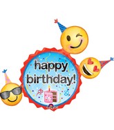 36" Jumbo Emoji Birthday Wishes Balloon Packaged
