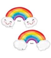 37" Jumbo Rainbow With Clouds Balloon Packaged