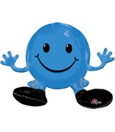 19" Airfill Only Happy Face Blue Balloon Packaged