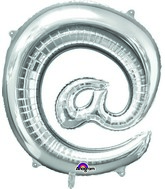 Airfill Only Symbol " @ " Silver Balloon Packaged