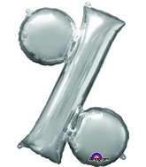 Airfill Only Symbol " %" Silver Balloon Packaged