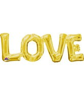 20" Airfill Only Jumbo Phrase " LOVE" Gold Balloon