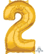 26" Number "2" Gold Mid-Size Shape Foil Balloon