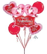 Bouquet Double Heart Marquee Valentines Balloon