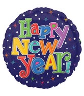 18" Multi-Color Happy New Year Balloon
