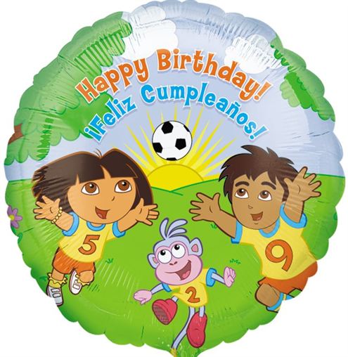 18" Dora & Diego Soccer Happy Birthday Balloon