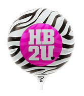 9" Airfill Only HB2U Zebra Foil Balloon