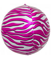 17" Pink Zebra Sphere Foil Balloon