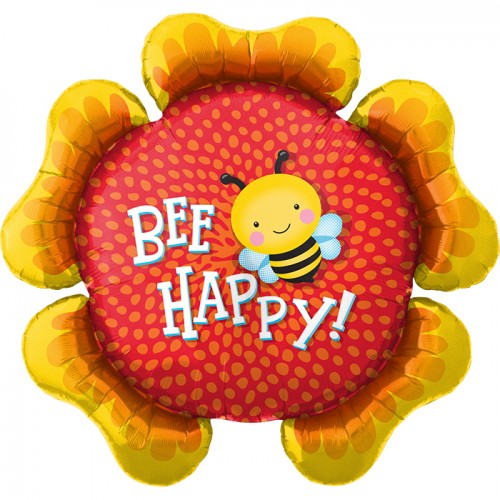 34" Bee Happy Flower Foil Balloon