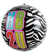 17" HB2U Zebra Sphere Foil Balloon