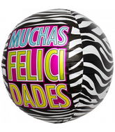 17" Felicidades Zebra Sphere Balloon (Spanish)