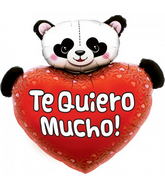 36" Te Quiero Mucho Panda Heart Balloon (Spanish)