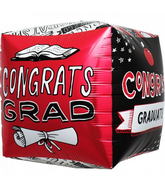 17" Grad Doodles one side Smarty Pants other side Cube Foil Balloon