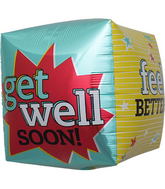 17" Get Well Feel Better Cube Foil Balloon