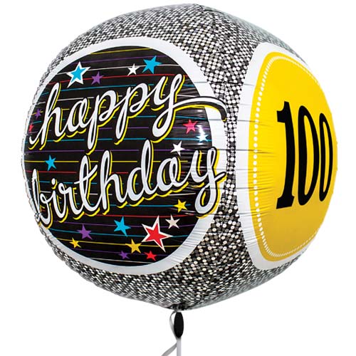 17" 100th Birthday Milestone Sphere Foil Balloon
