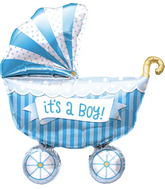 14" It's A Boy Buggy Airfill Balloon Includes Cup and Stick.