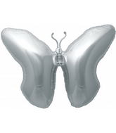 31" Silver Butterfly Foil Balloon