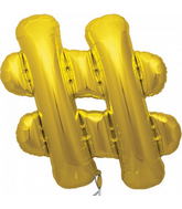 34" Northstar Brand Hashtag - Gold Foil Balloon