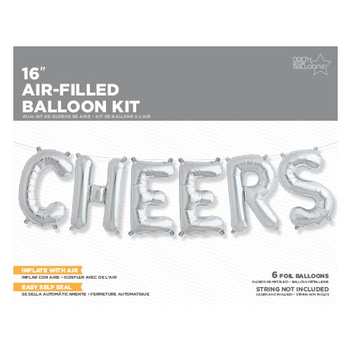 16" Airfill Only CHEERS Kit - Silver 16" Airfill Only Foil Balloon