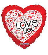 4" Airfill Only I Love You Balloon Languages