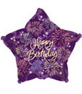 9" Airfill Only Happy Birthday Fireworks Star Balloon