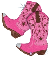 36" Holographic Western Pink Dancing Boots Balloon