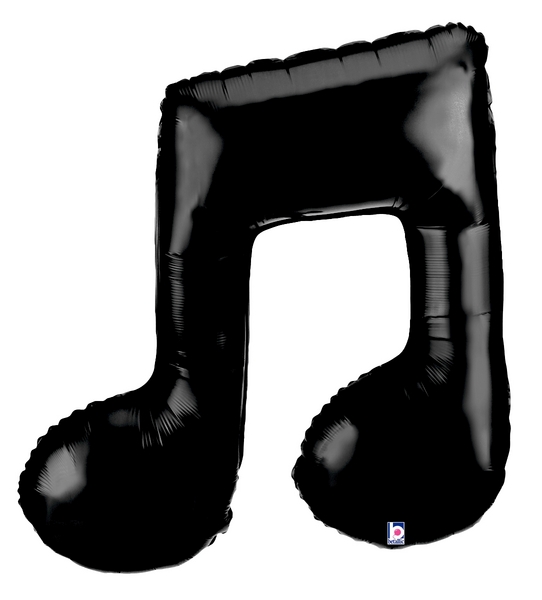 40" Black Beamed Music Note Balloon