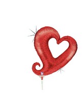 14" Airfill Only Holographic Shape Chain of Hearts - Red Balloon