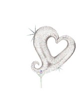 14" Airfill Only Holographic Shape Chain of Hearts - Silver Balloon