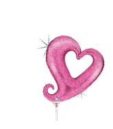 14" Airfill Only Holographic Shape Chain of Hearts - Pink Balloon