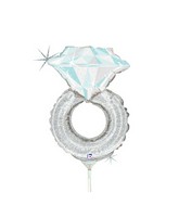 14" Airfill Only Mini Air Holographic Shape Wedding Ring Balloon