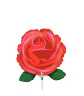 14" Airfill Only Mini Air Shape Single Red Rose Balloon