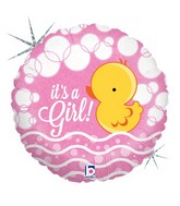 36" Holographic Balloon Bubble Ducky Girl